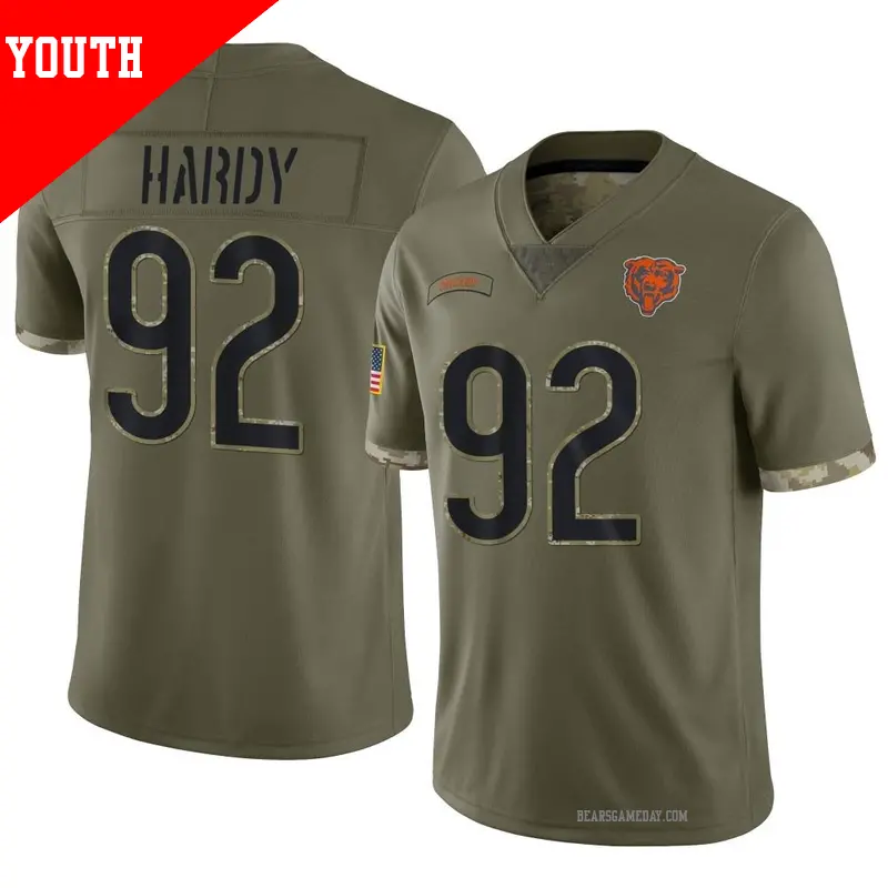 Youth 92 Daniel Hardy Chicago Bears Limited Olive 2022 Salute To Service Jersey